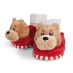 NICI - Chaussons pour bébé avec hochet FC Bayern Munich Bear Berni - Jouets d'activité pour bébé