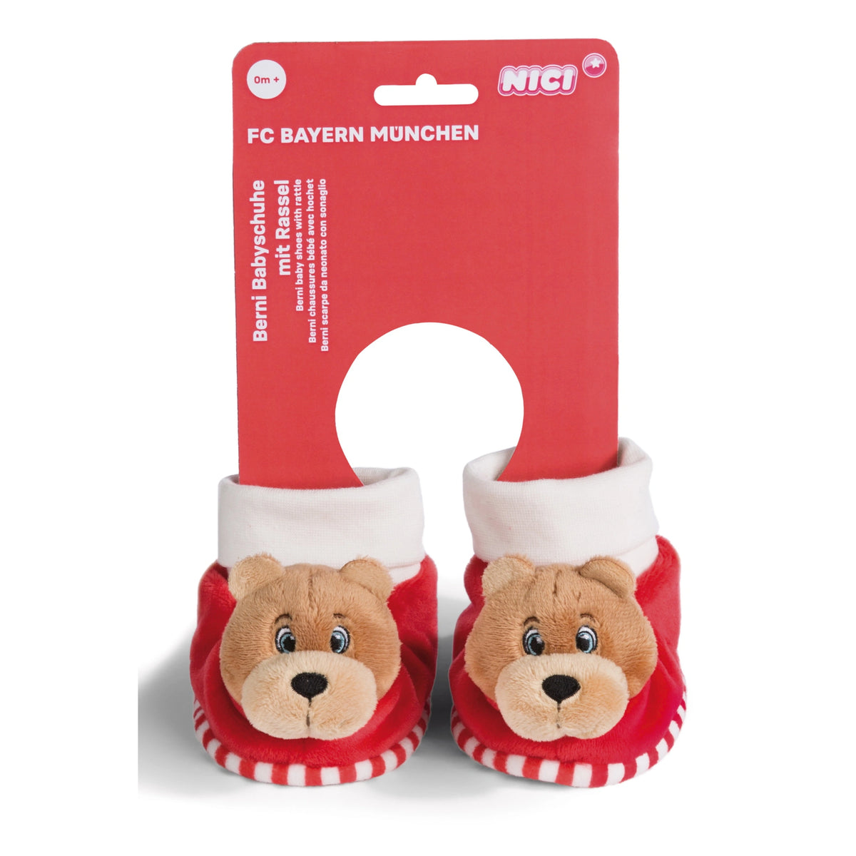 NICI - Chaussons pour bébé avec hochet FC Bayern Munich Bear Berni - Jouets d'activité pour bébé