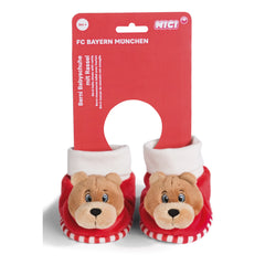 NICI - Chaussons pour bébé avec hochet FC Bayern Munich Bear Berni - Jouets d'activité pour bébé
