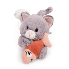 NICI - Homies - Peluche Chat Allongé Gris Poisson Nici Vert 35 Cm - Animaux en Peluche
