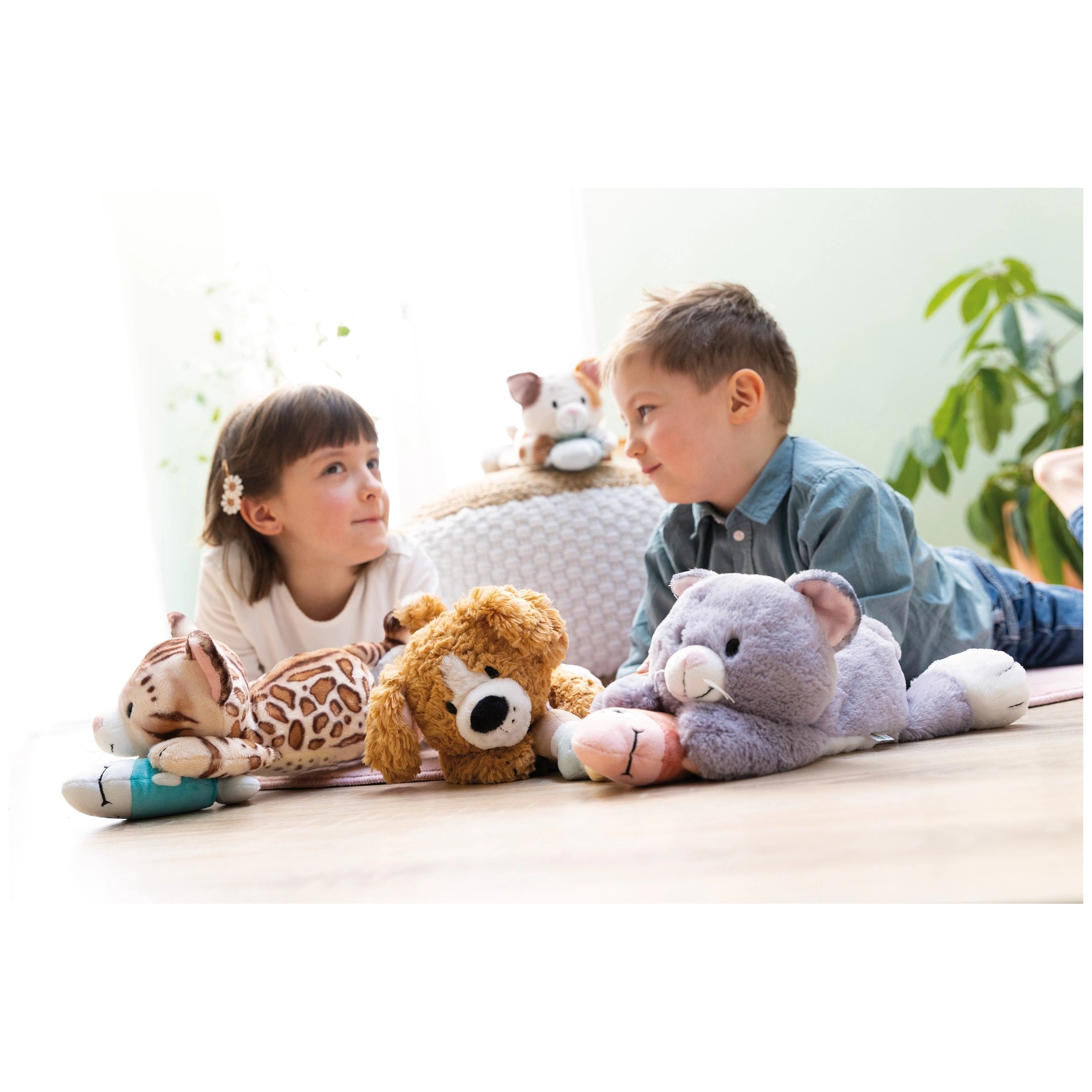 NICI - Homies - Peluche Chat Allongé Gris Poisson Nici Vert 35 Cm - Animaux en Peluche