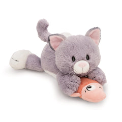 NICI - Homies - Peluche Chat Allongé Gris Poisson Nici Vert 35 Cm - Animaux en Peluche