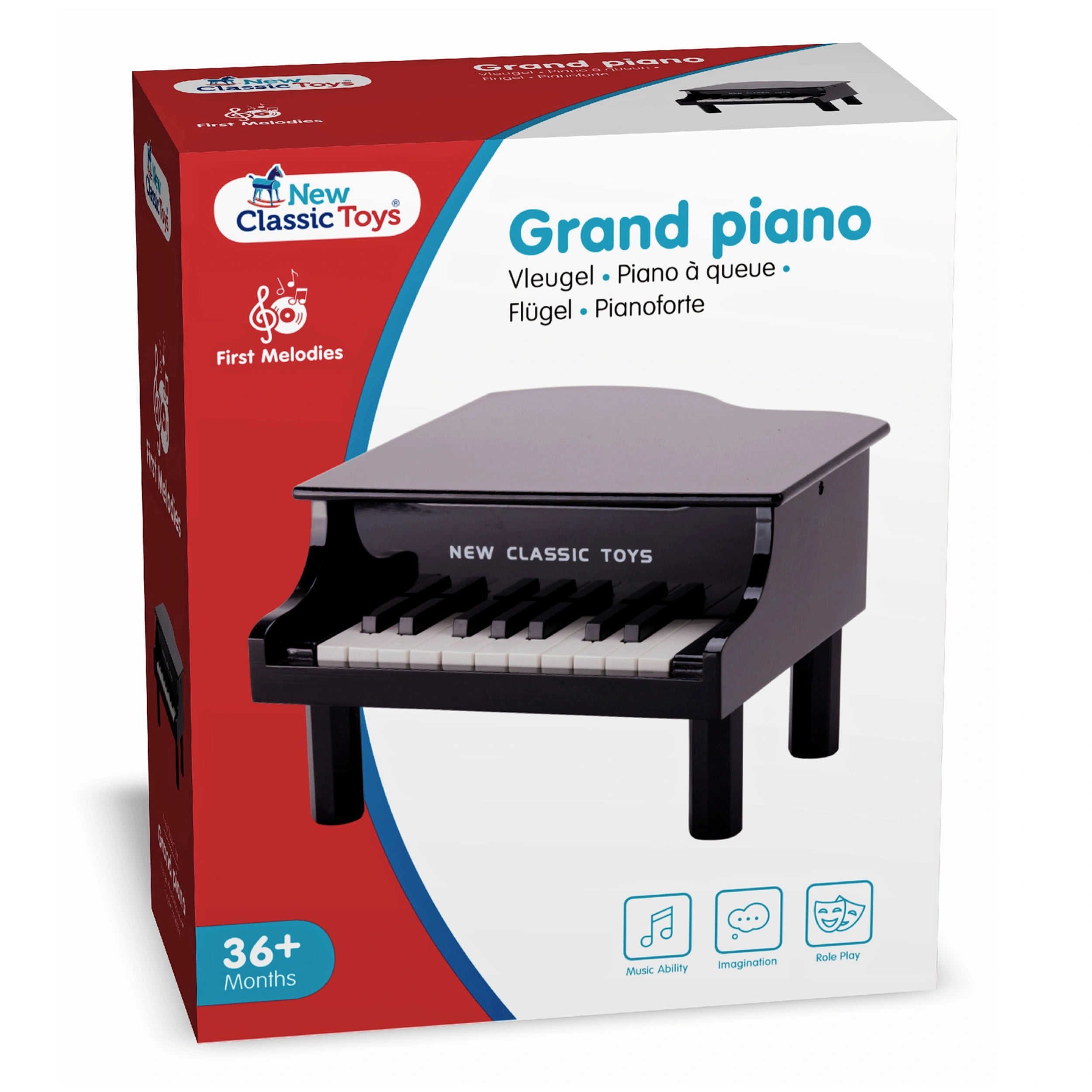 New Classic Toys - Grand Piano - 18 Keys - Black - Musical Instruments