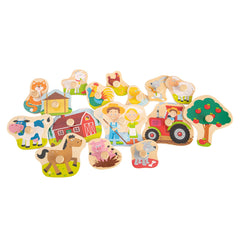 New Classic Toys - Puzzle à chevilles - 16 pièces - Ferme - Jouets d'activité pour bébés