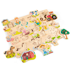 New Classic Toys - Puzzle à chevilles - 16 pièces - Ferme - Jouets d'activité pour bébés
