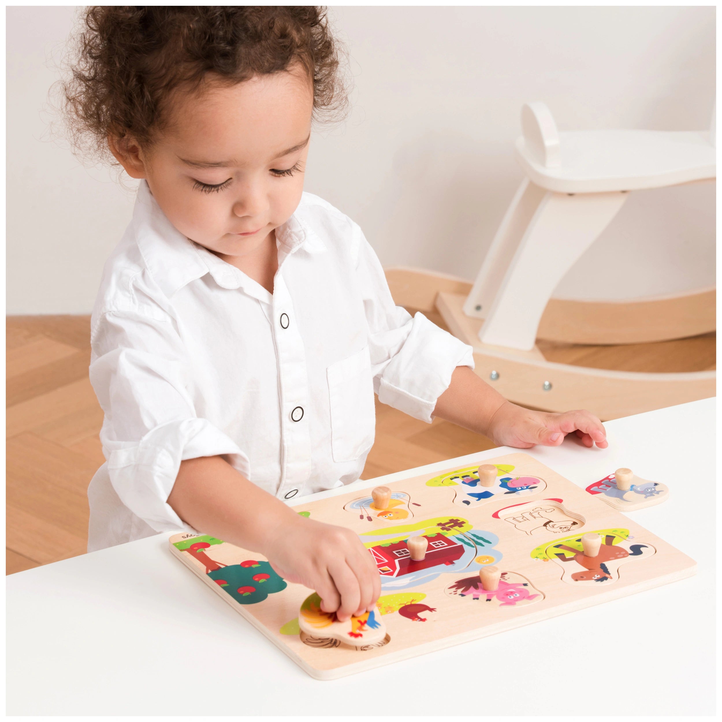 New Classic Toys - Puzzle à chevilles - 8 pièces - Ferme - Jouets d'activité pour bébés