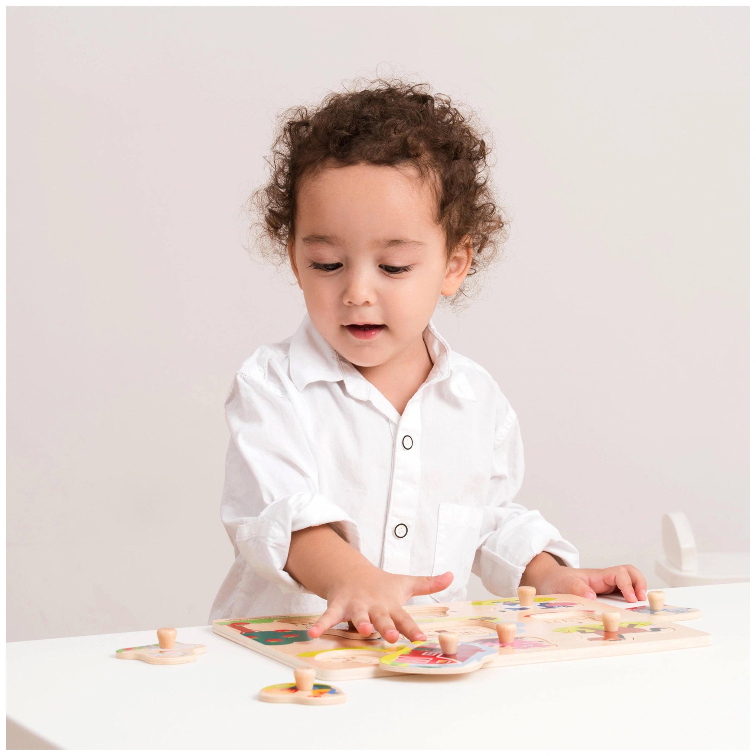 New Classic Toys - Puzzle à chevilles - 8 pièces - Ferme - Jouets d'activité pour bébés