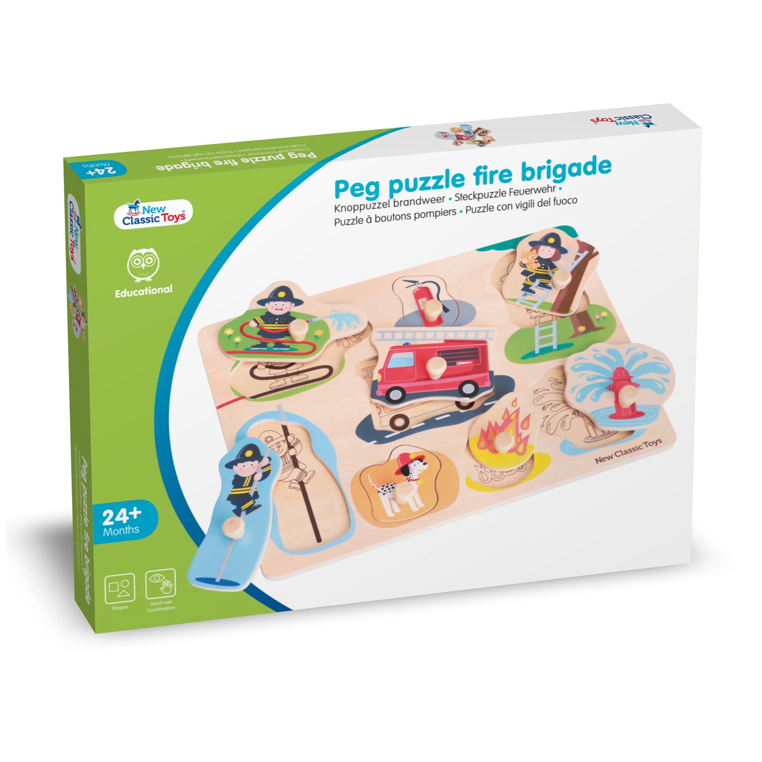 New Classic Toys - Peg Puzzle - 8 Pieces - Fire Brigade - Baby Activity Toys