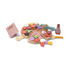 New Classic Toys - Jeux d'imitation - Set de nourriture à pizza - Bois - 2 Ans+