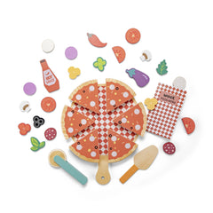 New Classic Toys - Jeux d'imitation - Set de nourriture à pizza - Bois - 2 Ans+