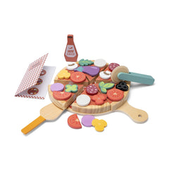 New Classic Toys - Jeux d'imitation - Set de nourriture à pizza - Bois - 2 Ans+