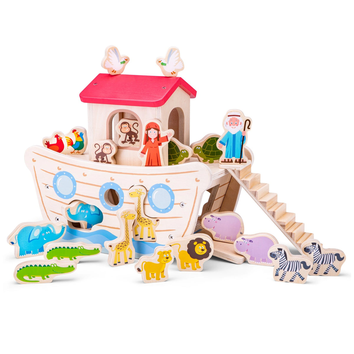 New Classic Toys - Bateau de tri de formes - Arche de Noé - Jouets éducatifs