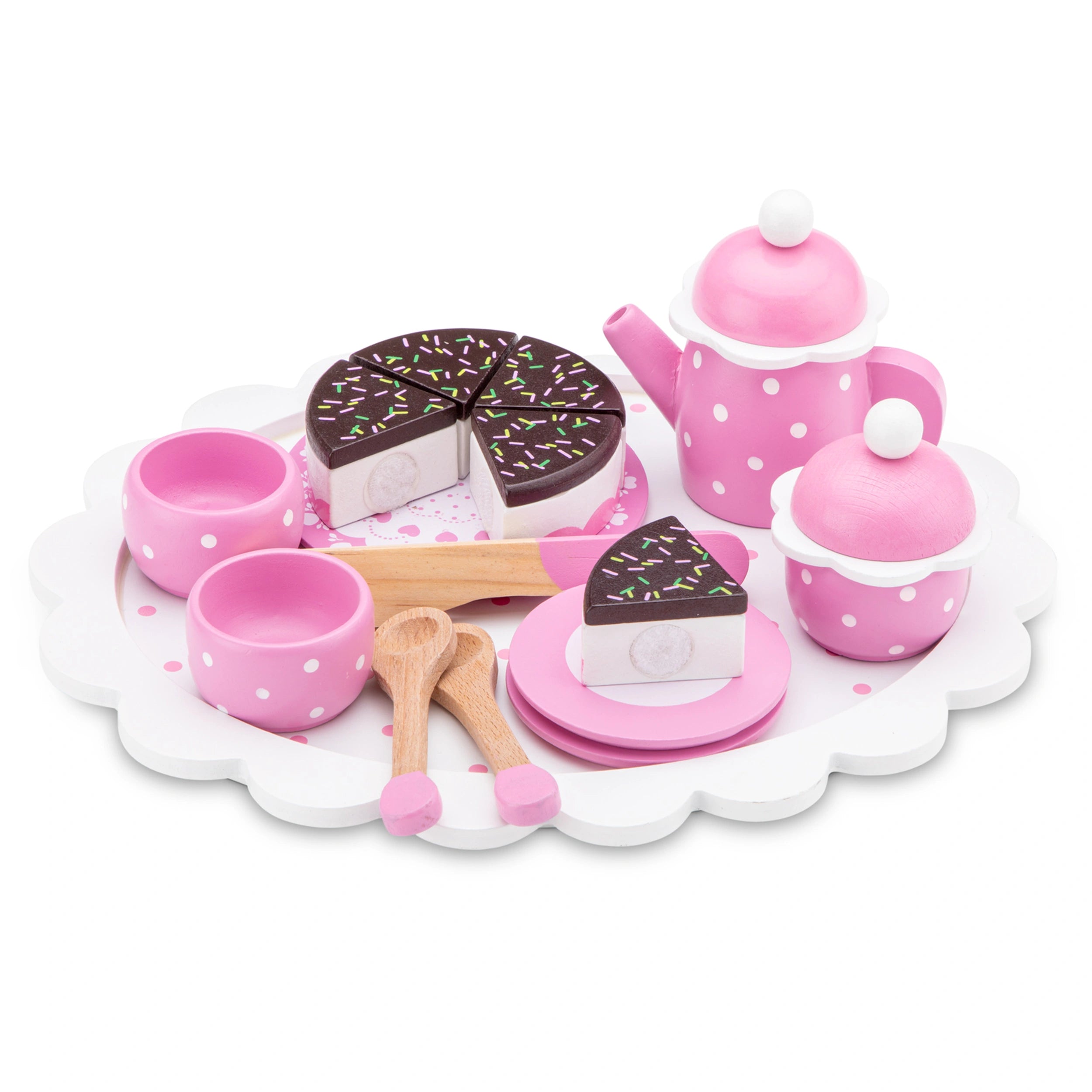 New Classic Toys - Service à thé avec gâteau à couper - Rose - Professions fictives et jeux de rôle