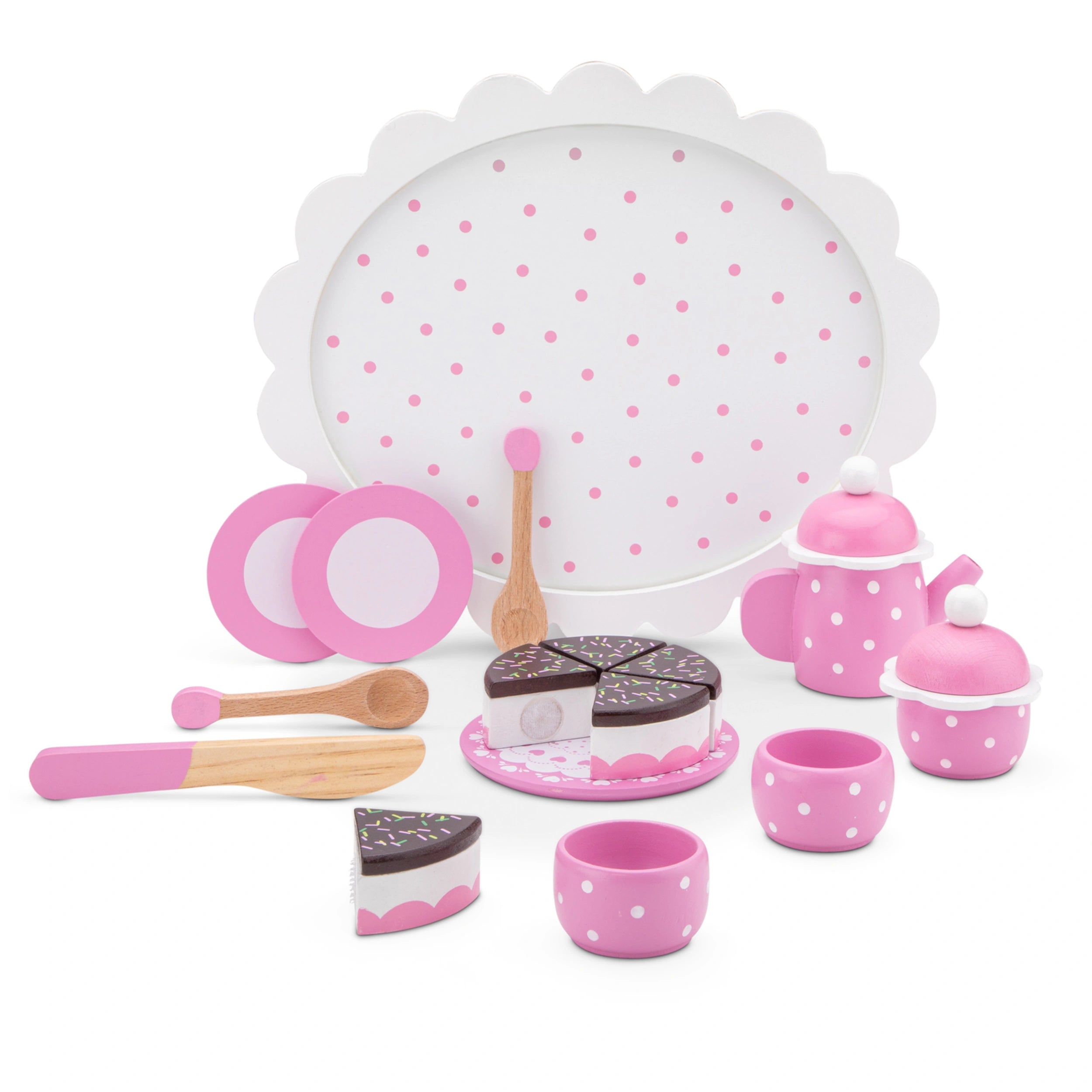 New Classic Toys - Service à thé avec gâteau à couper - Rose - Professions fictives et jeux de rôle