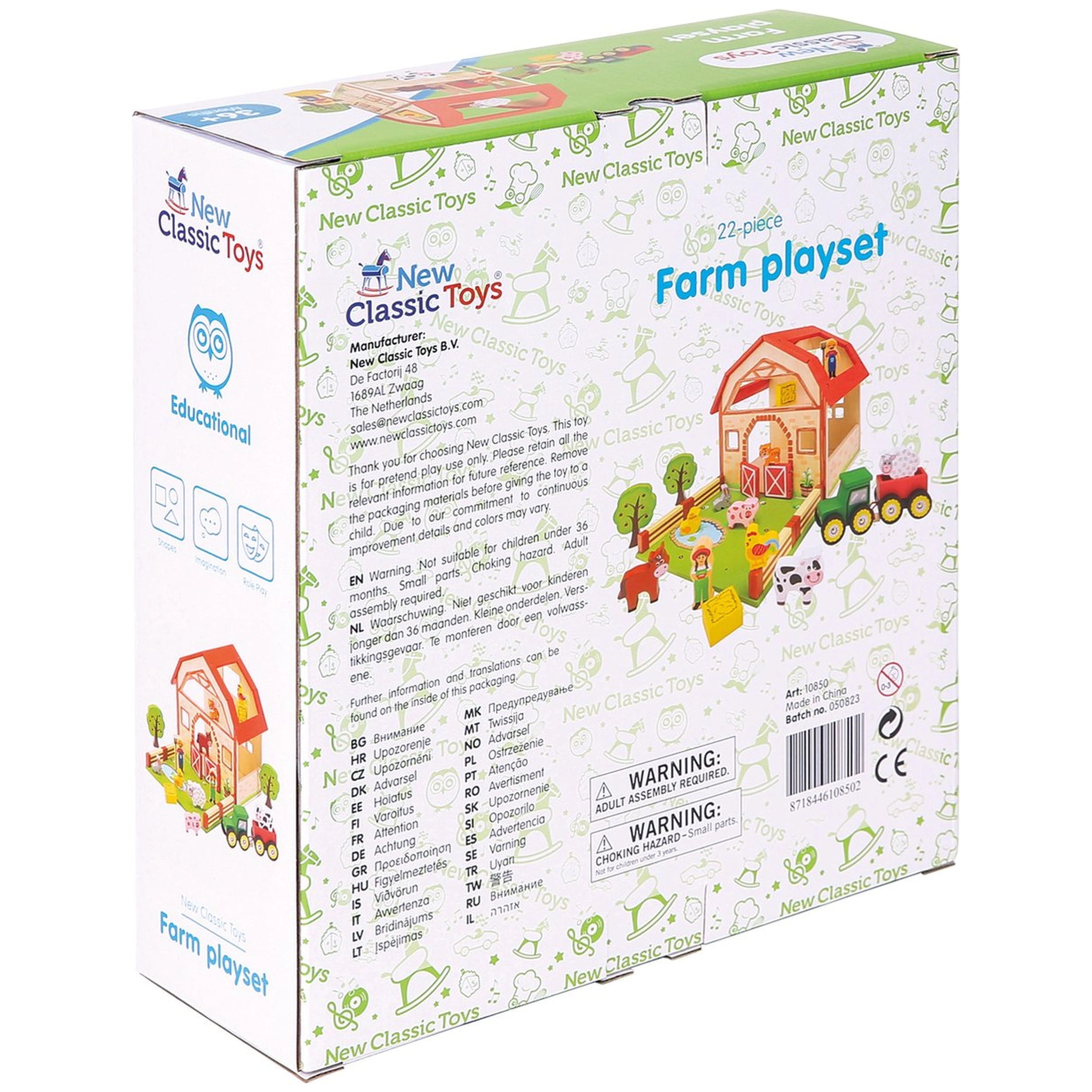 New Classic Toys - Ensemble de jouets en bois de ferme avec 20 figurines - Ensembles de jeux pour enfants