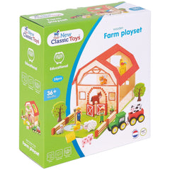 New Classic Toys - Ensemble de jouets en bois de ferme avec 20 figurines - Ensembles de jeux pour enfants