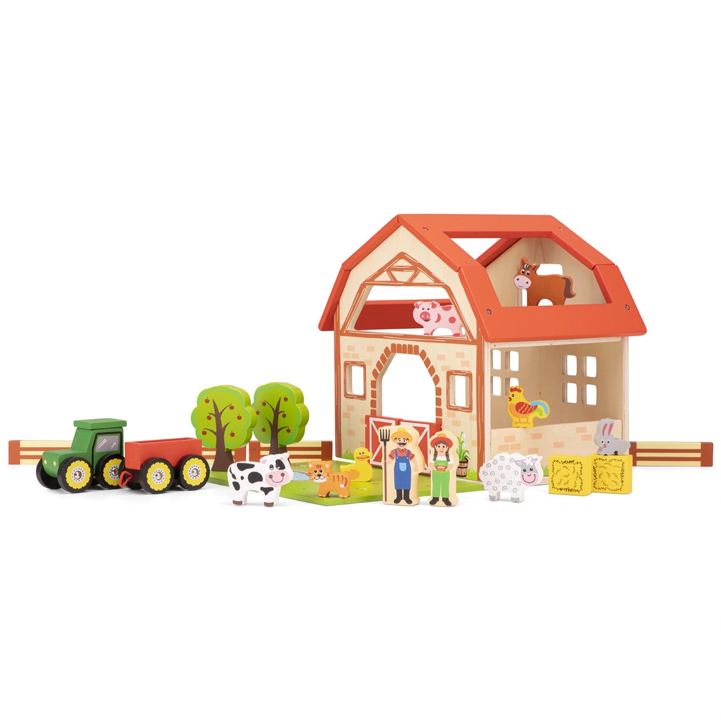 New Classic Toys - Ensemble de jouets en bois de ferme avec 20 figurines - Ensembles de jeux pour enfants