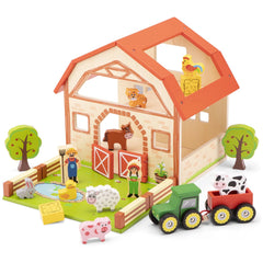 New Classic Toys - Ensemble de jouets en bois de ferme avec 20 figurines - Ensembles de jeux pour enfants