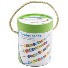 New Classic Toys - Perles à enfiler en bois dans une boîte - 96 perles - Loisirs créatifs