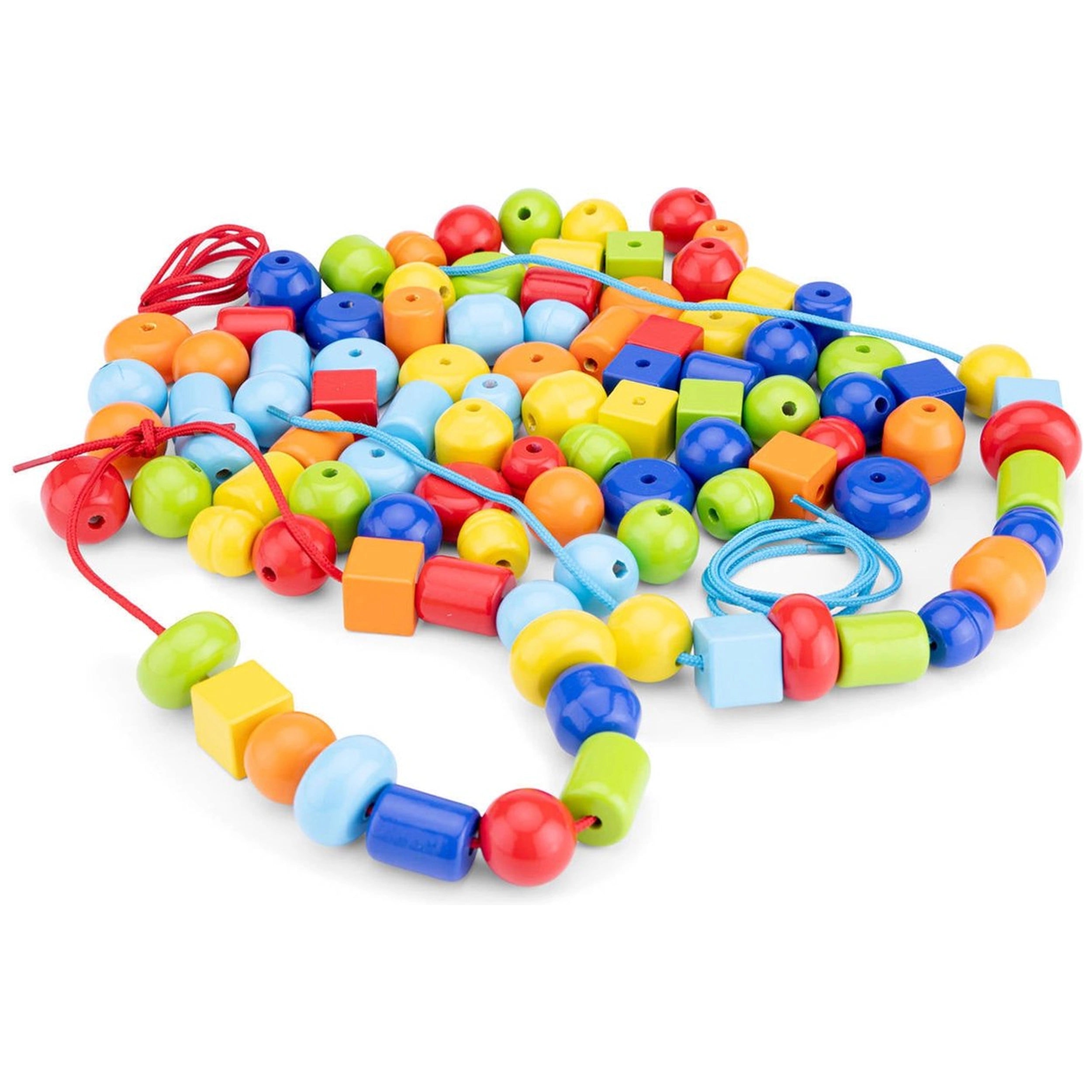 New Classic Toys - Perles à enfiler en bois dans une boîte - 96 perles - Loisirs créatifs