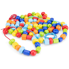 New Classic Toys - Perles à enfiler en bois dans une boîte - 96 perles - Loisirs créatifs