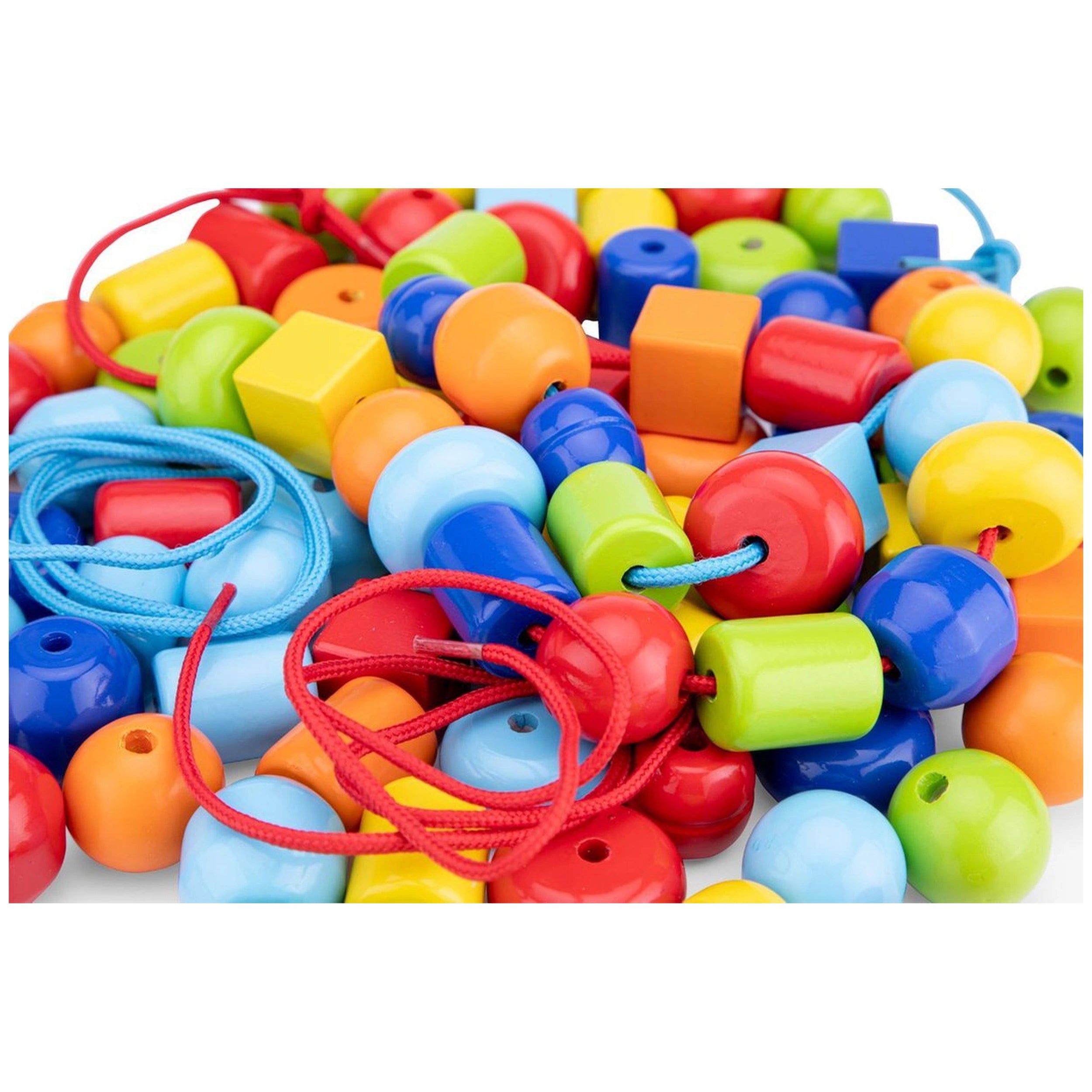 New Classic Toys - Perles à enfiler en bois dans une boîte - 96 perles - Loisirs créatifs