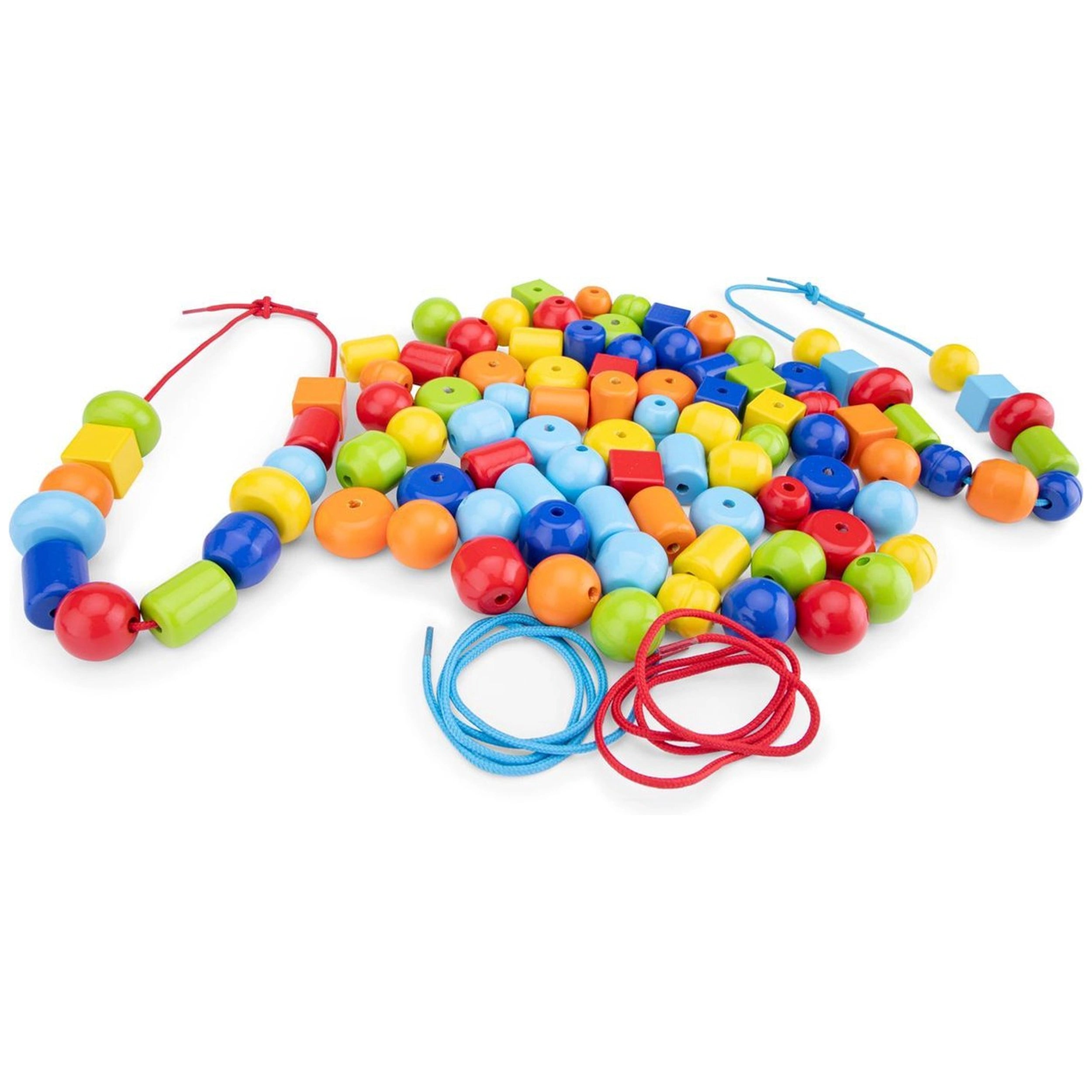 New Classic Toys - Perles à enfiler en bois dans une boîte - 96 perles - Loisirs créatifs