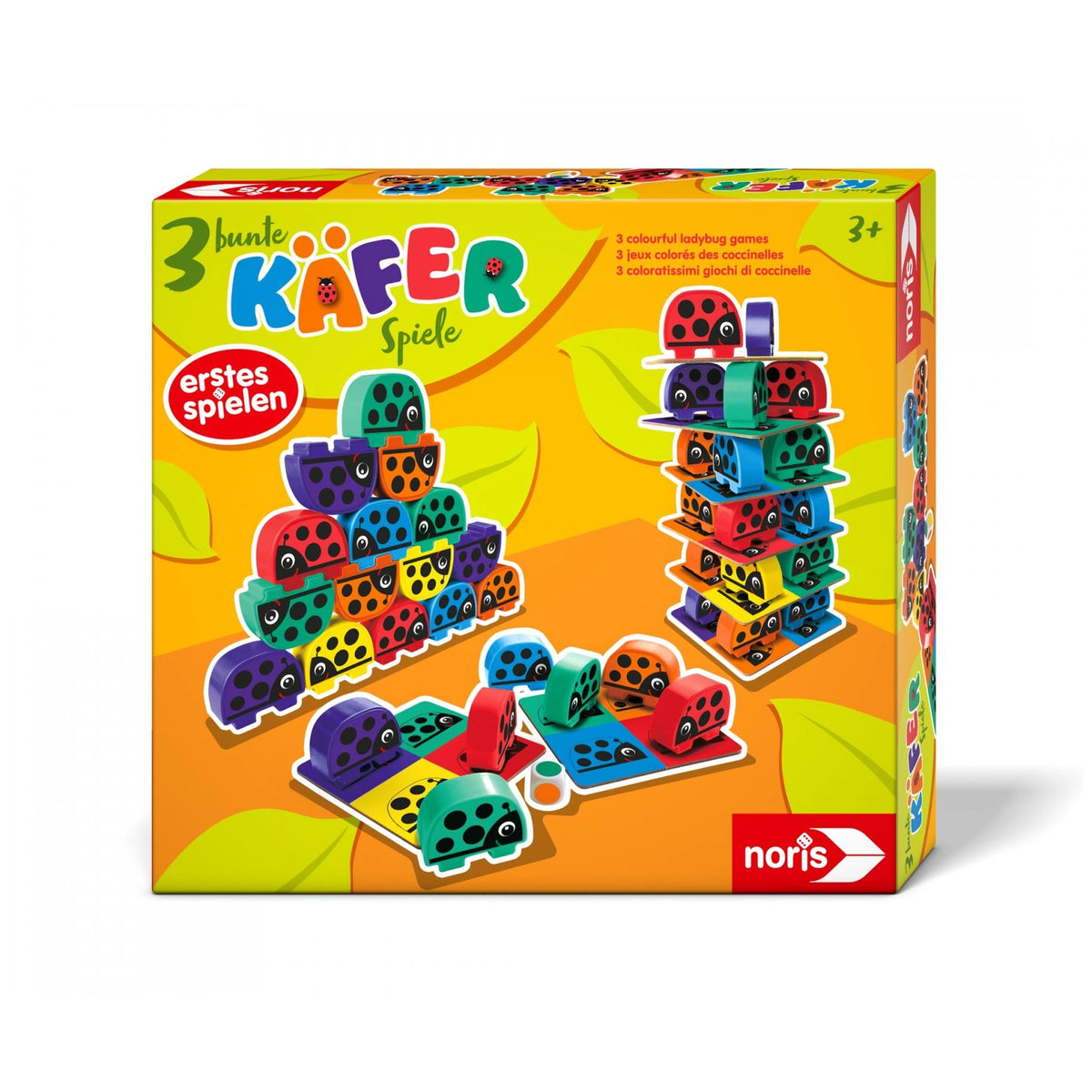 Noris - 3 Jeux de Insectes Colorés - Jeux de Société - Édition Internationale - Jeux de Société