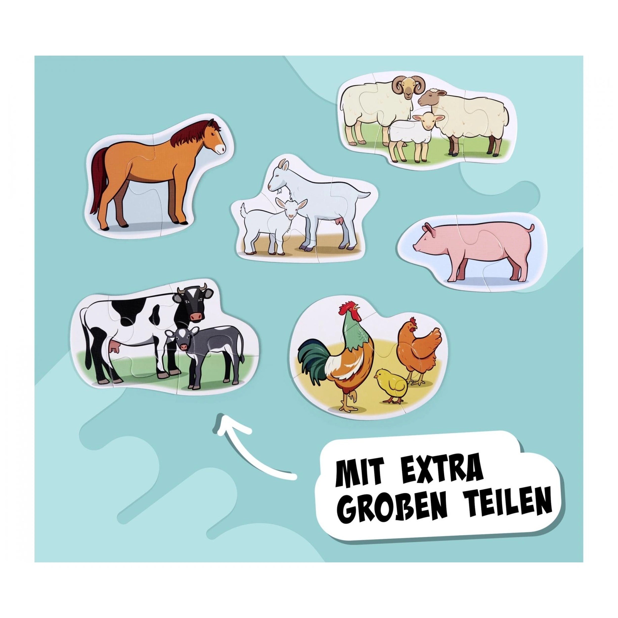 Noris - 6 premiers Puzzles – Animaux de la ferme - Puzzles - Édition Internationale - Puzzles