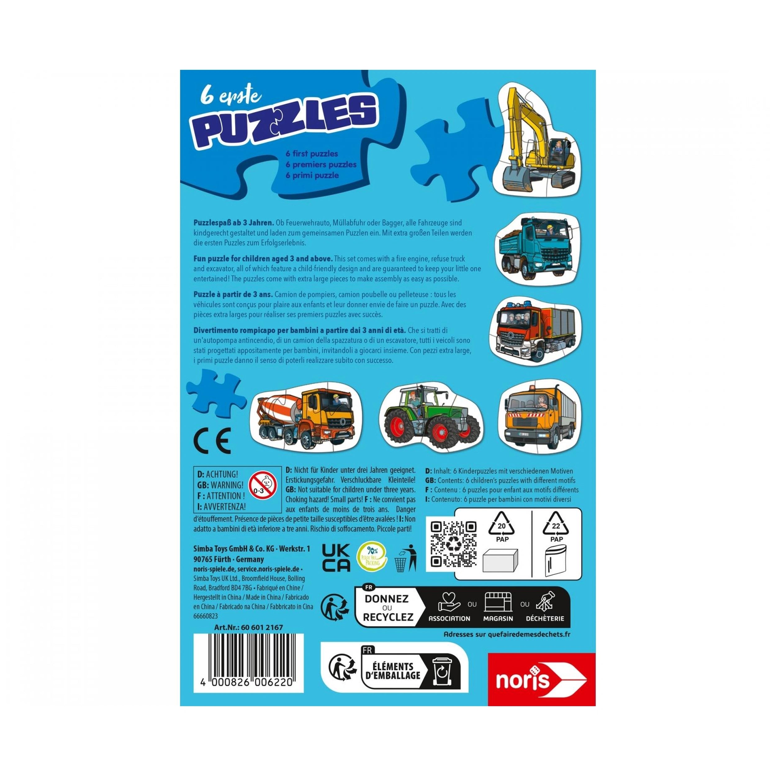 Noris - 6 premiers Puzzles - Véhicules - Puzzles - Édition Internationale - Puzzles