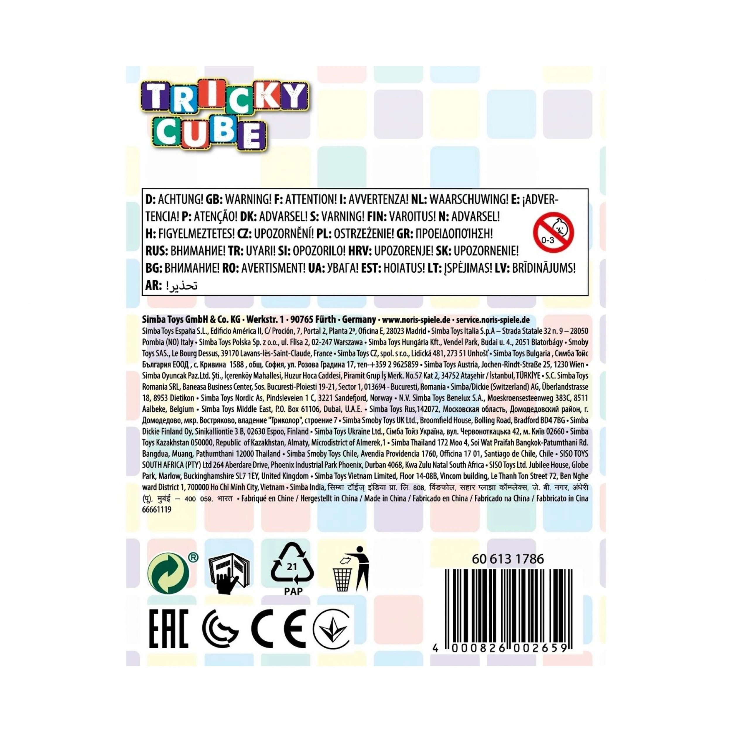 Noris - Tricky Cube - Casse-têtes - Édition Internationale - Casse-têtes