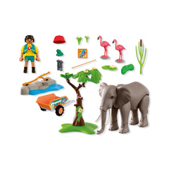 PLAYMOBIL - Éléphant avec Gardien de Zoo - Animaux & Amis - +4 - Jeux de Construction - 72068 - 80772068