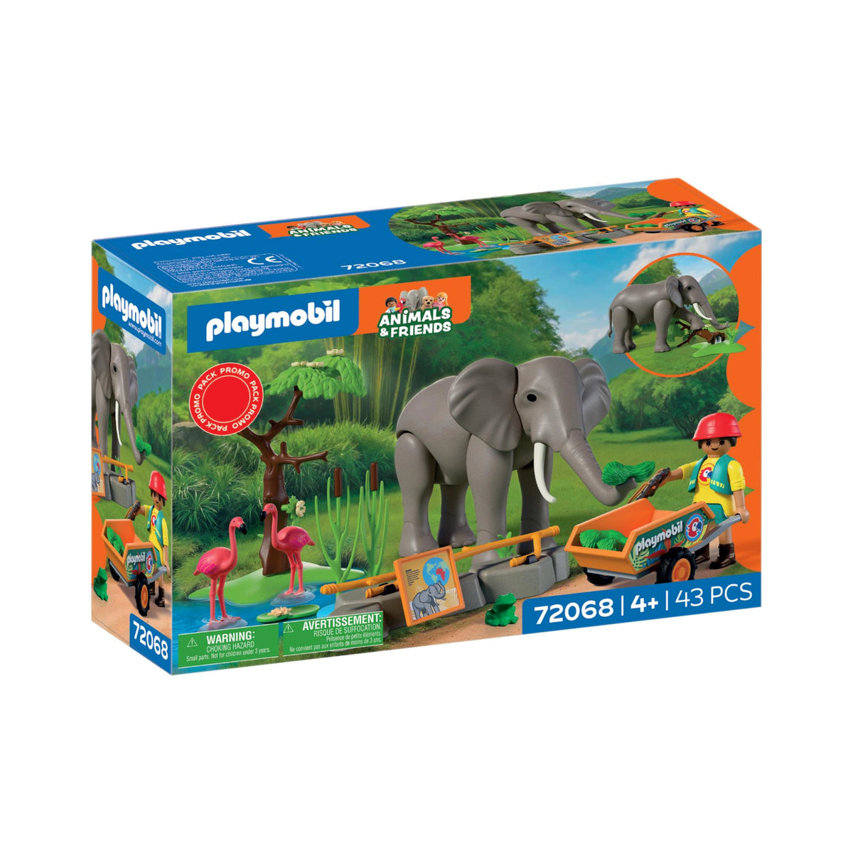 PLAYMOBIL - Éléphant avec Gardien de Zoo - Animaux & Amis - +4 - Jeux de Construction - 72068 - 80772068