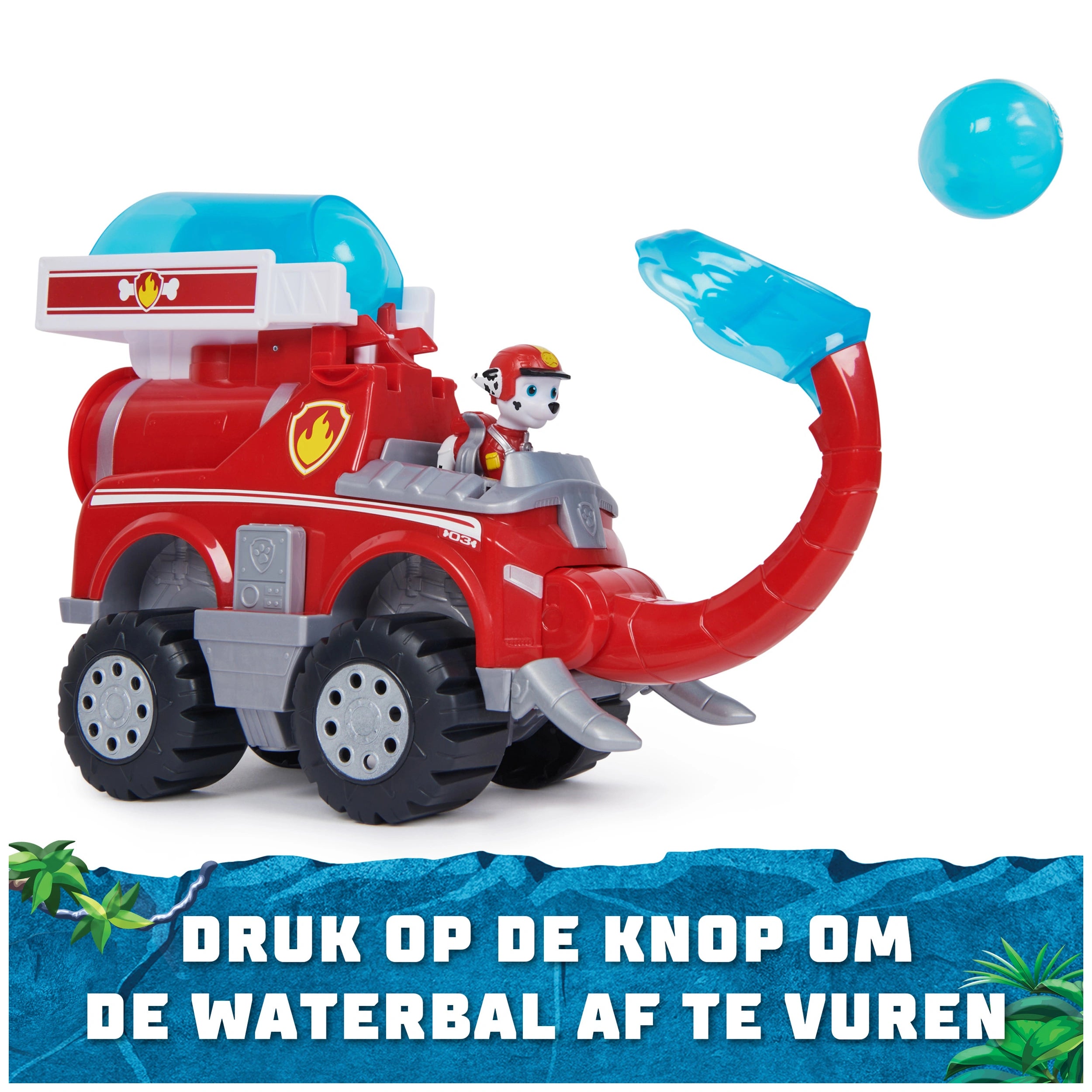 Paw Patrol Jungle Pups Marshall Elephant Firetruck with Projectile Launcher Toy Truck with Action Figure