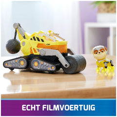 Paw Patrol The Mighty Movie Construction Toy Truck with Rubble Mighty Pups Action Figure with Lights and Sounds