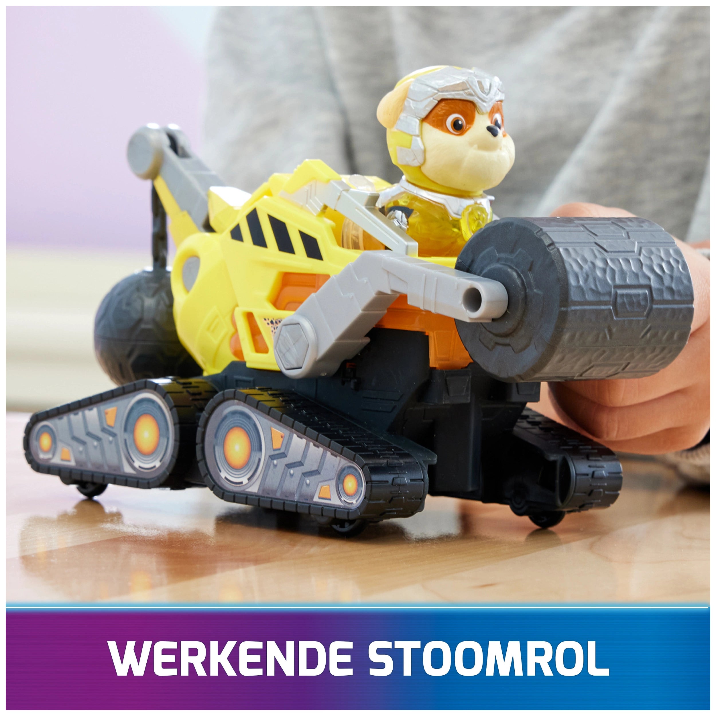 Paw Patrol The Mighty Movie Construction Toy Truck with Rubble Mighty Pups Action Figure with Lights and Sounds