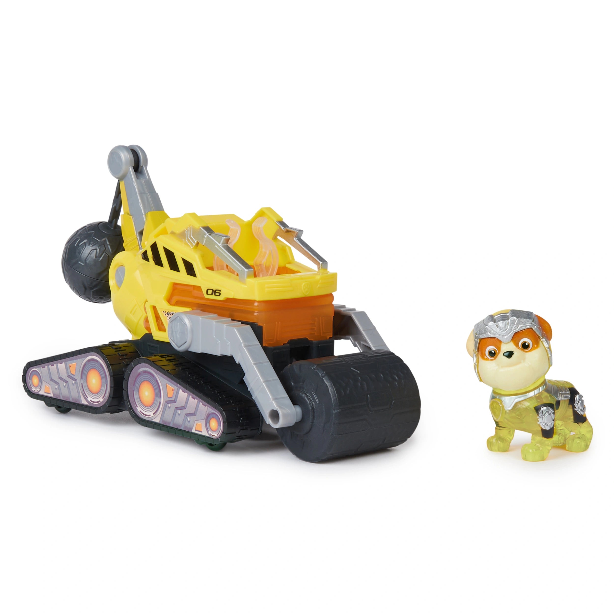 Paw Patrol The Mighty Movie Construction Toy Truck with Rubble Mighty Pups Action Figure with Lights and Sounds
