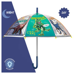 Perletti - Rain Umbrellas - Dinosaur Transparent Umbrella - 3-6 Years - Safety and Fun