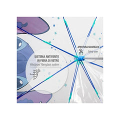 Perletti - Rain Umbrellas - Disney Lilo & Stitch Transparent Umbrella - 3-6 Yrs - Safe Manual Open