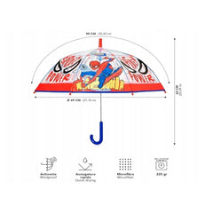 Perletti - Parapluies - Parapluie transparent Spider-Man - 3-6 Ans - Design sécurisé enfant