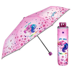 Perletti - Parapluies - Mini parapluie licorne pliant - 3-6 Ans - Sécurité réfléchissante