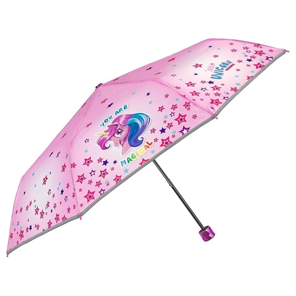 Perletti - Parapluies - Mini parapluie licorne pliant - 3-6 Ans - Sécurité réfléchissante
