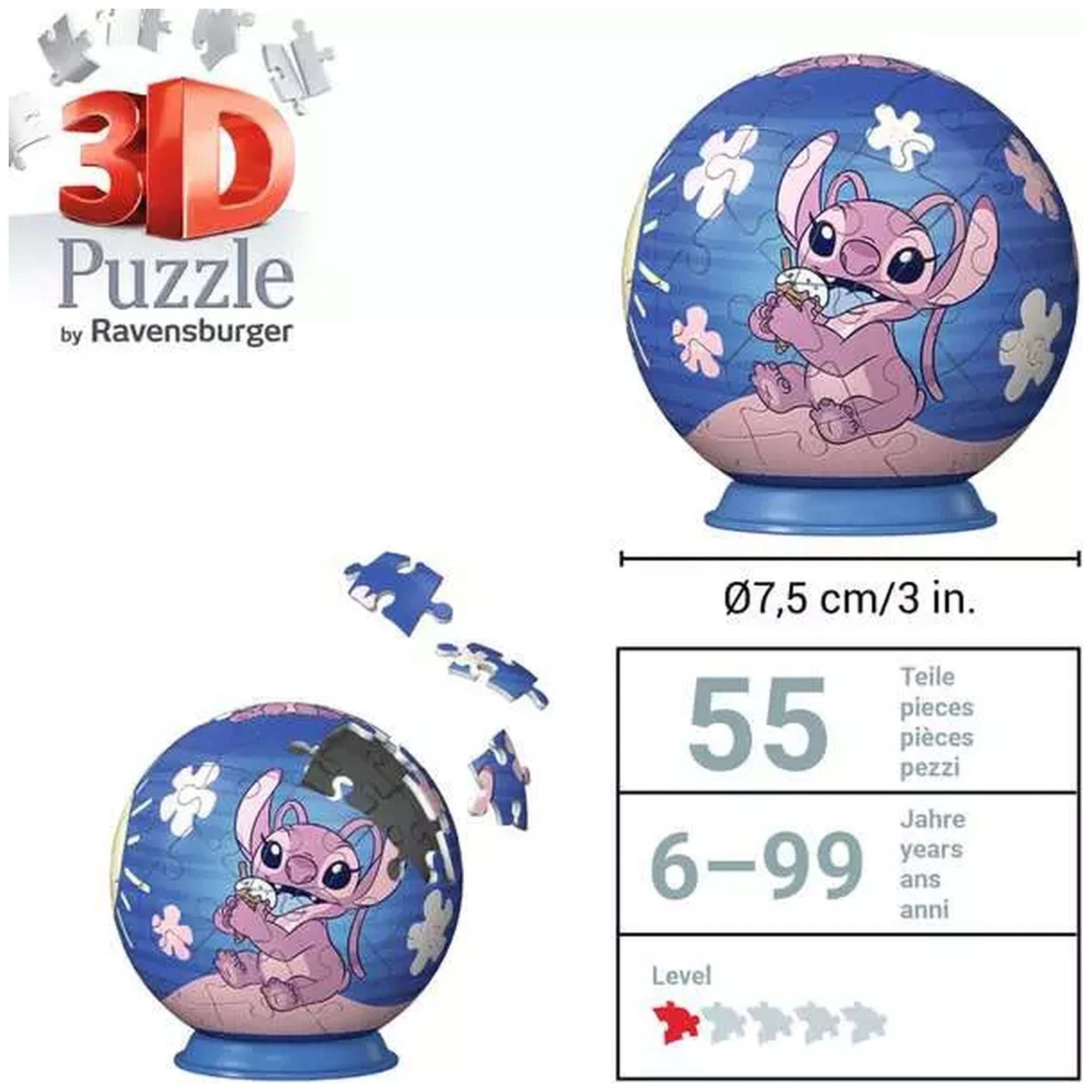 Ravensburger - 3D-Puzzle-Ball-Disney-Angel-Action-Toy-Figures