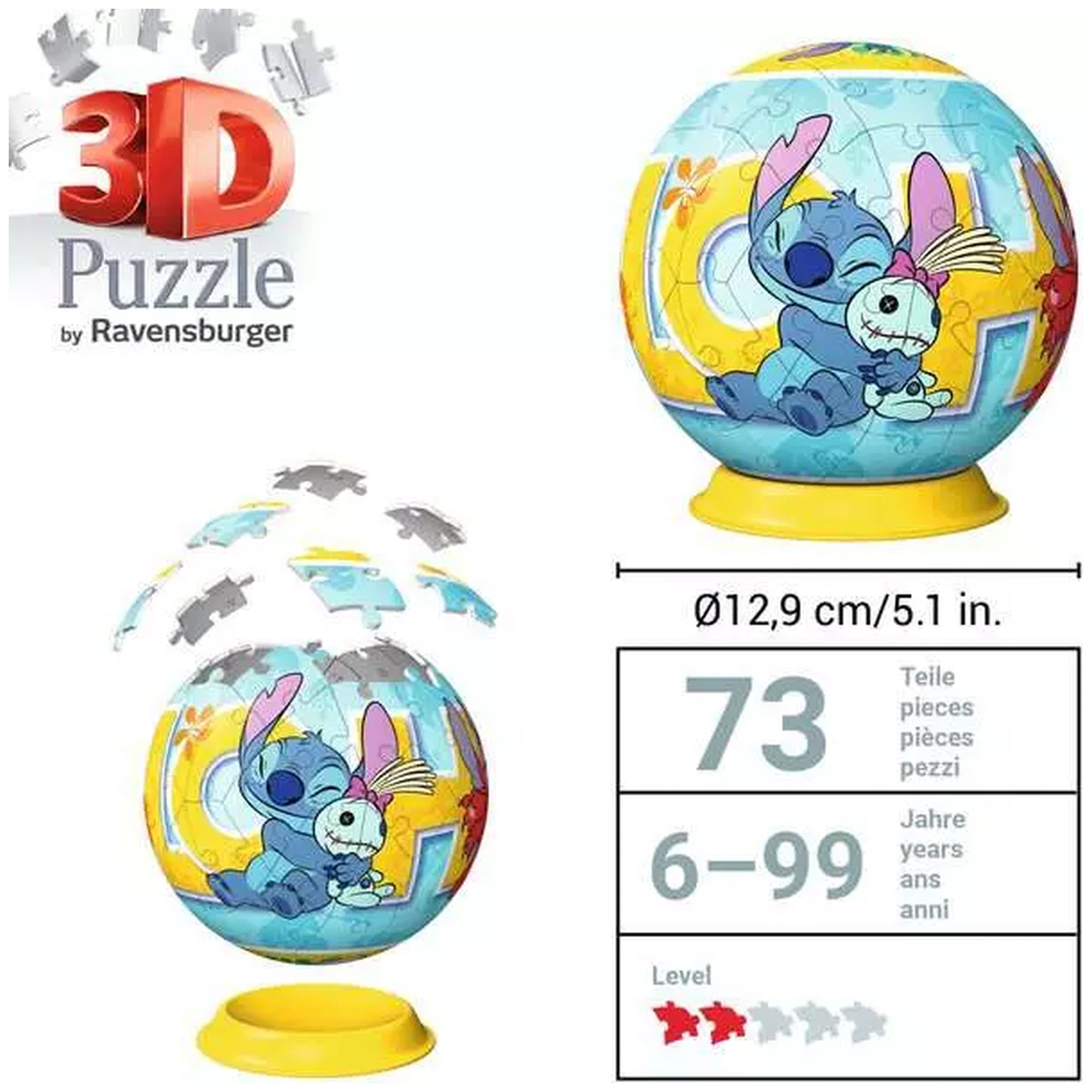 Ravensburger - 3D-Puzzle-Ball-Disney-Stitch-Action-Toy-Figures
