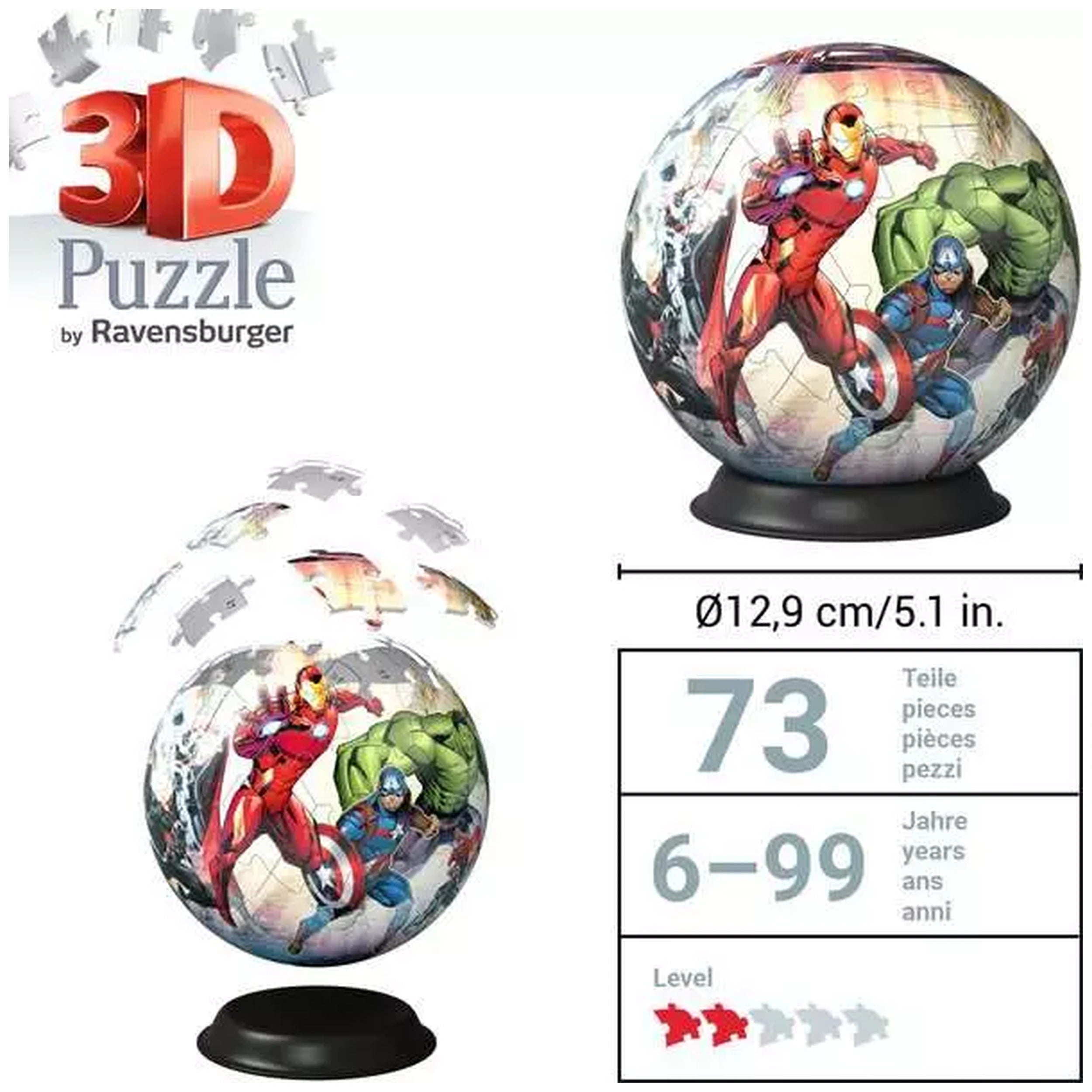 Ravensburger - Boule de Puzzle 3D - Marvel Avengers - Figurines d'Action