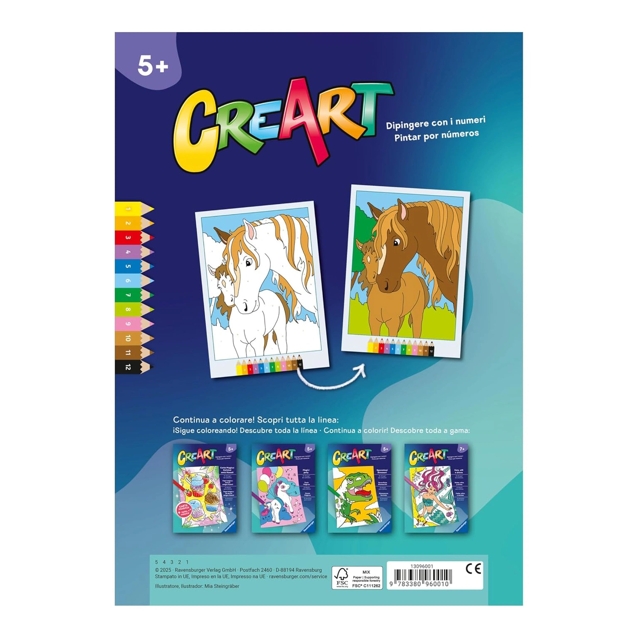 Ravensburger - CreArt-Creative-Colouring-Book-Sweet-Horses-Arts-Crafts