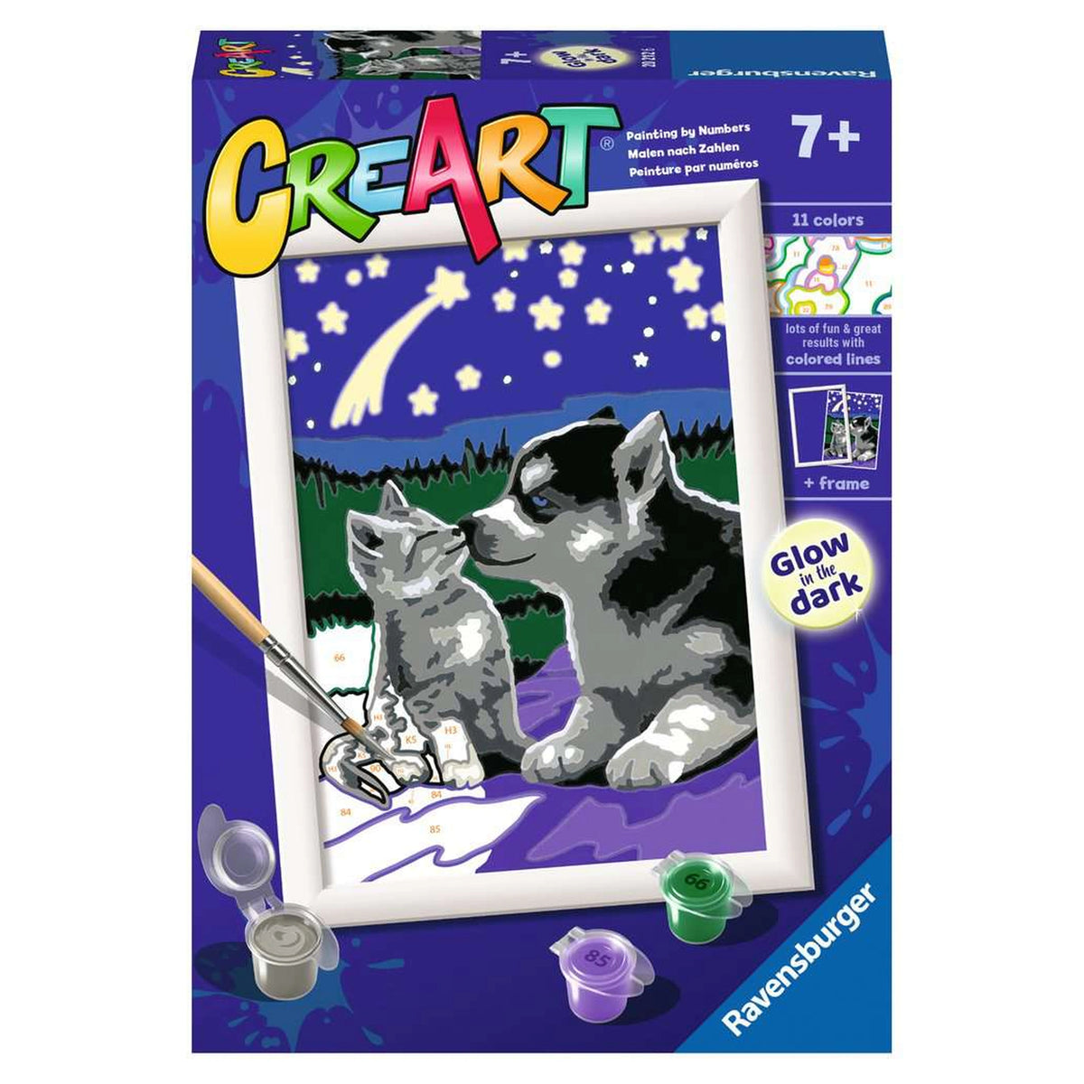 Ravensburger - Creart Chiens sous les étoiles - Peinture par numéros - Loisirs créatifs
