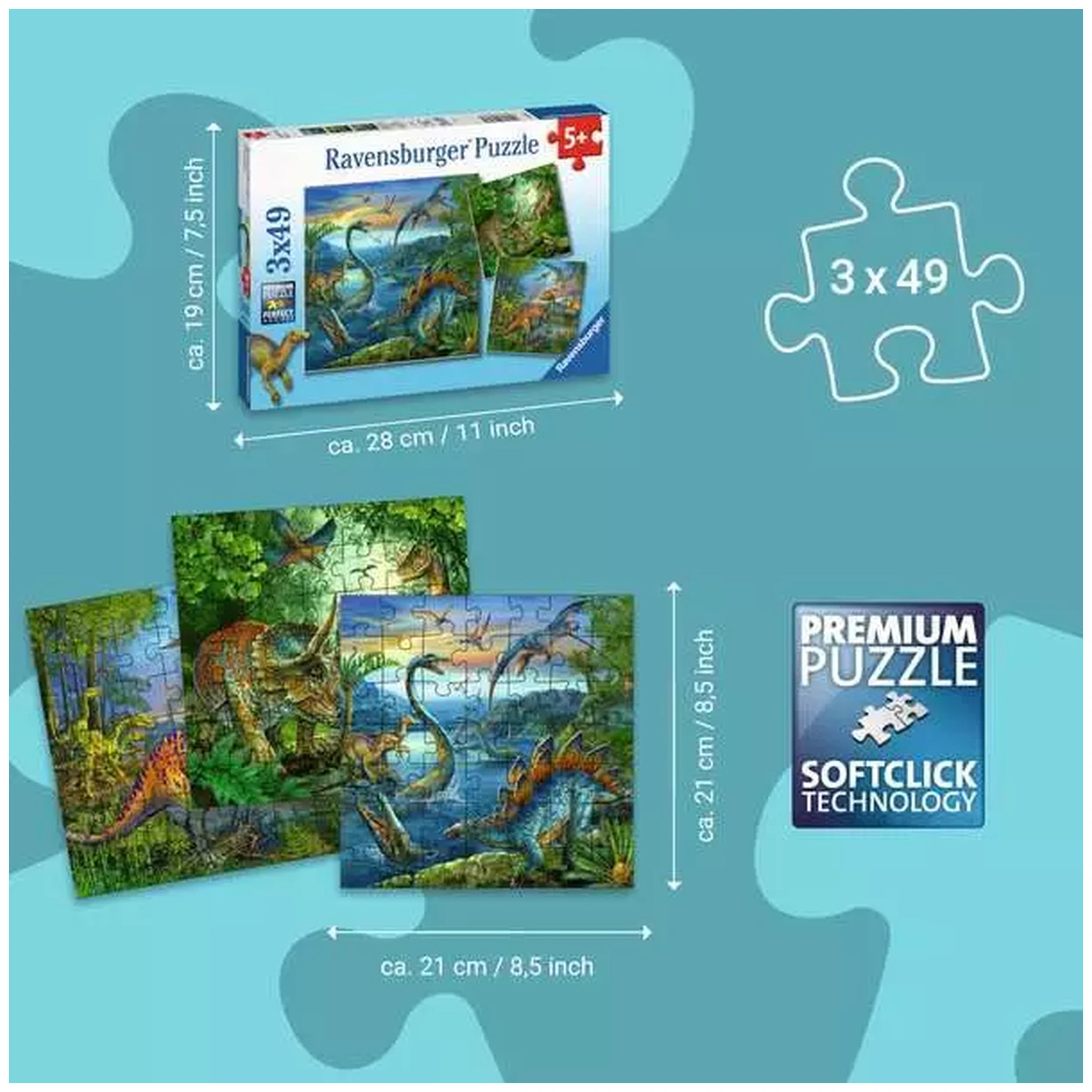 Ravensburger - Fascination With Dinosaurs - 3x49 Pieces - Puzzles