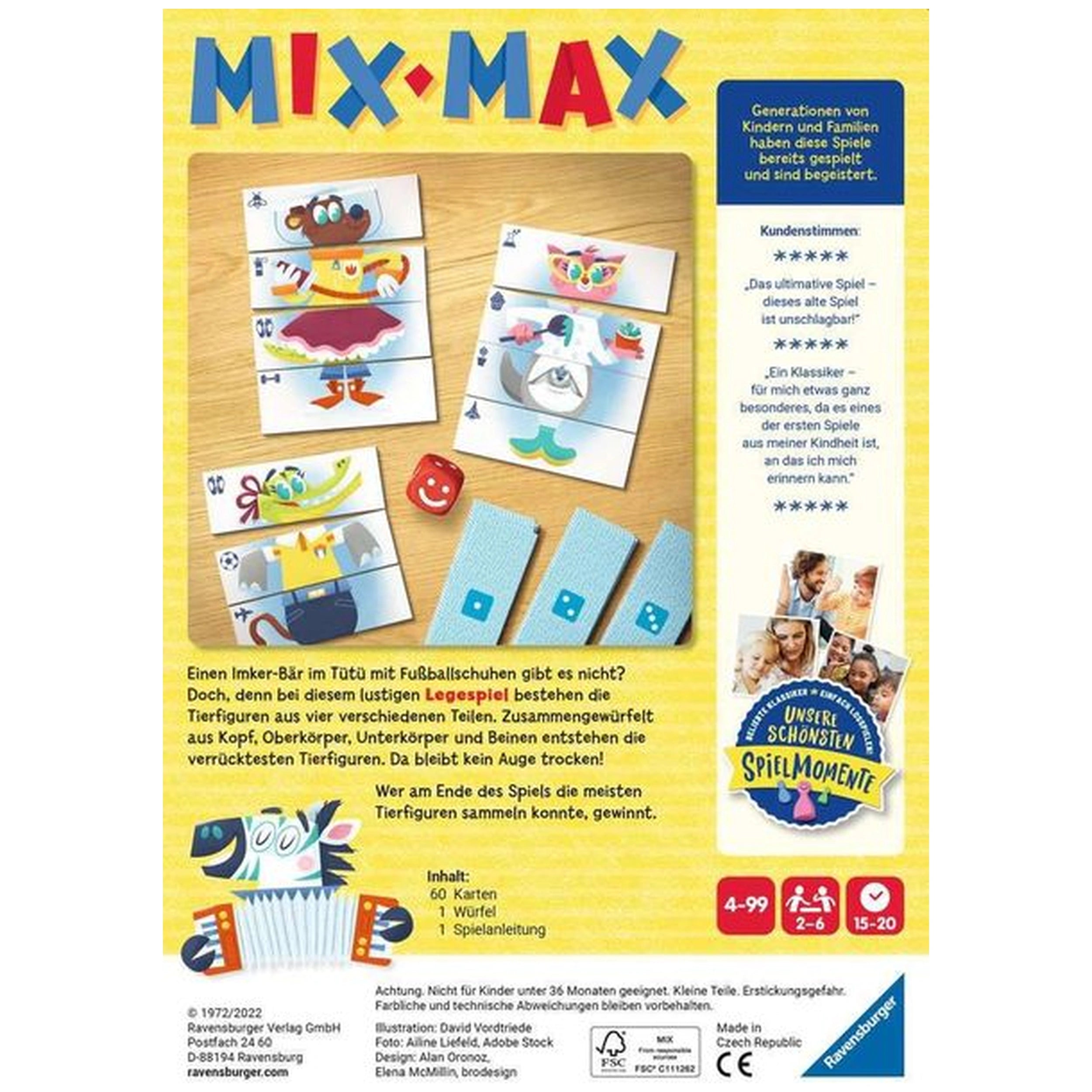Ravensburger - Mix Max Animal Tile Game - Board Game - German Edition