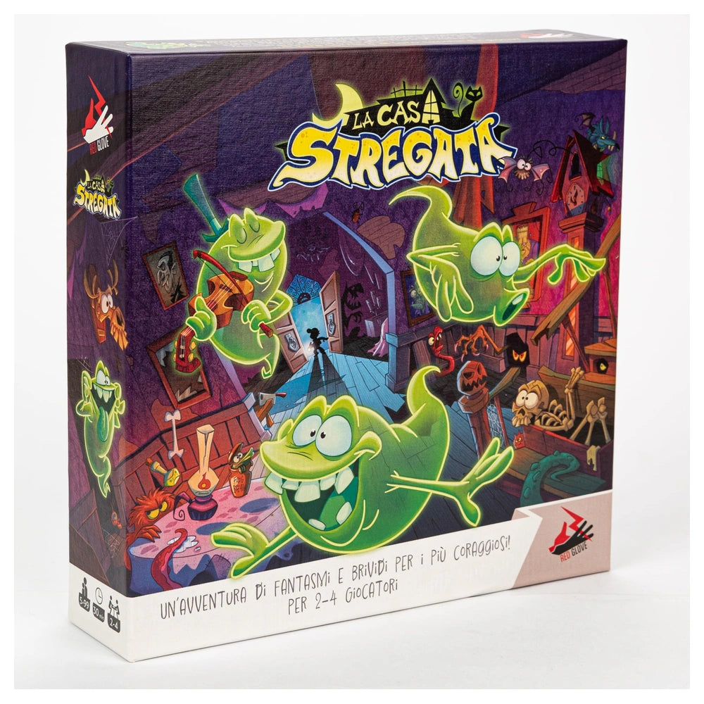 Red Glove - La Casa Stregata Board Game for Kids Ages 5+ - Glow-In-The-Dark Haunted House Memory Exploration Game for 2-4 Players with Ghost Teddy Mission - RG2072 - Italian Edition